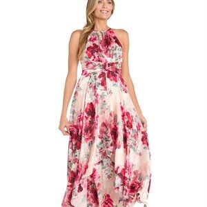 R & M Richards Pink Floral Maxi Dress